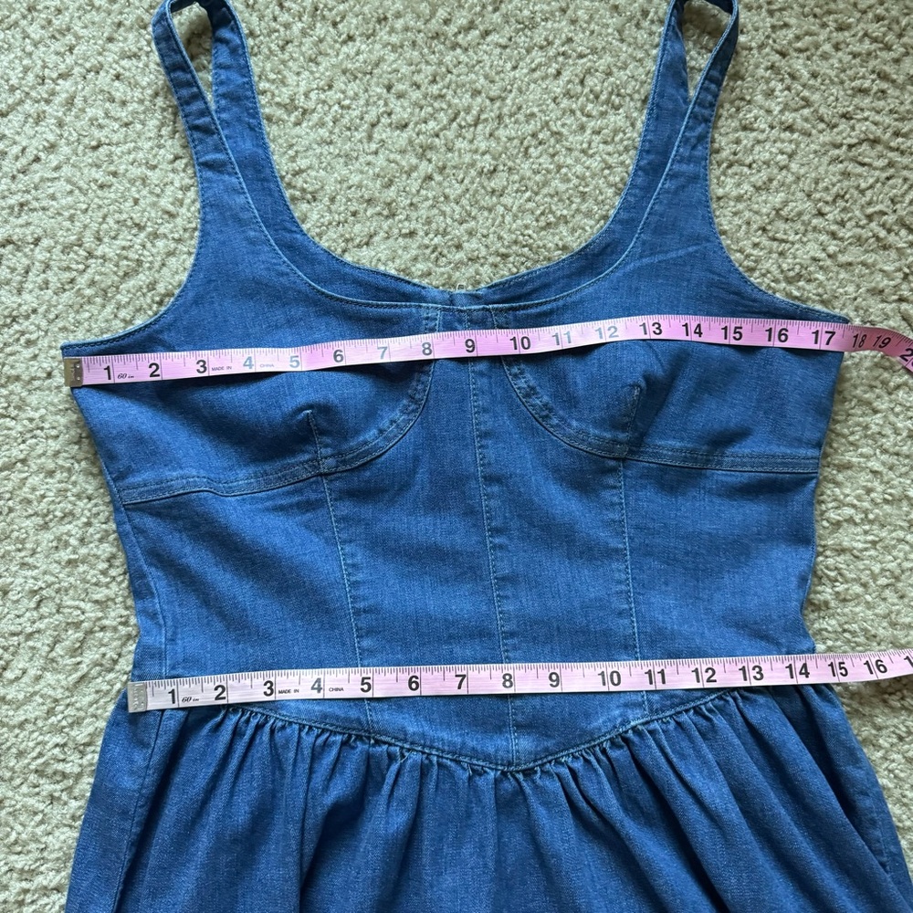Gianni Bini Violet Denim A-line Mini Dress Sz 10 Scoop Neck Sleeveless Stretch - Picture 9 of 12